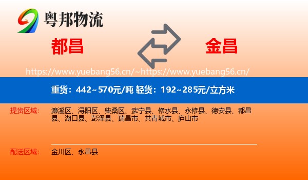 都昌到金昌物流