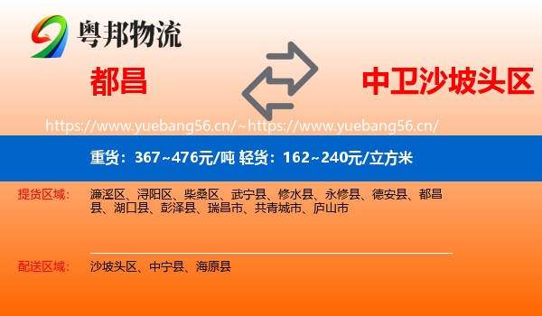 都昌到沙坡头区物流