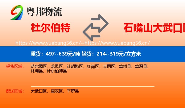 杜尔伯特到大武口区物流