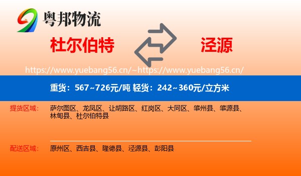 杜尔伯特到泾源县物流