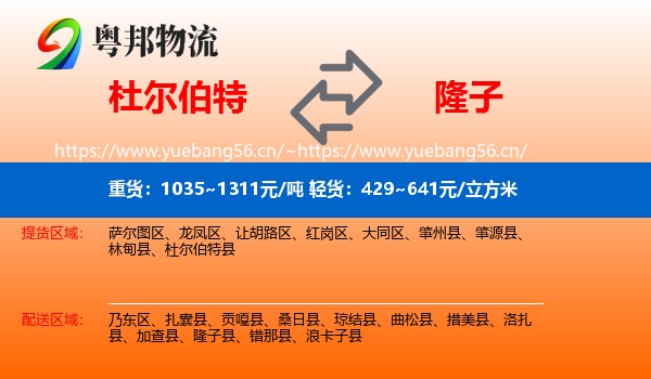 杜尔伯特到隆子县物流
