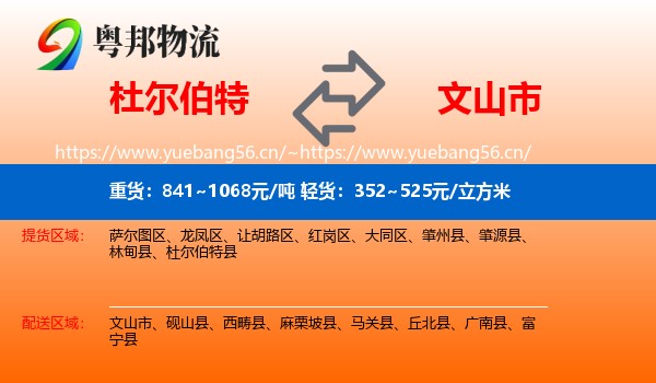 杜尔伯特到文山市物流