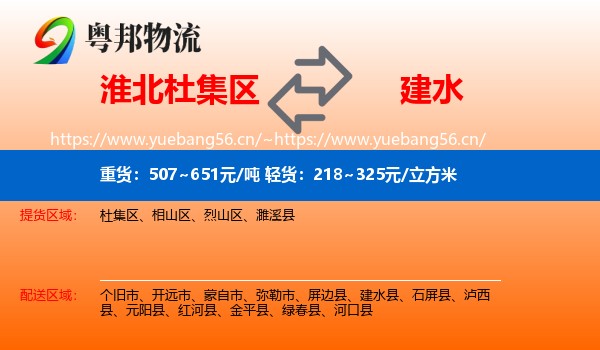 淮北杜集区到建水县物流