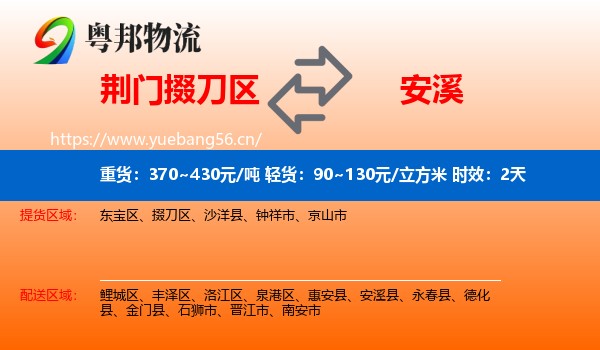 荆门掇刀区到安溪县物流专线名片