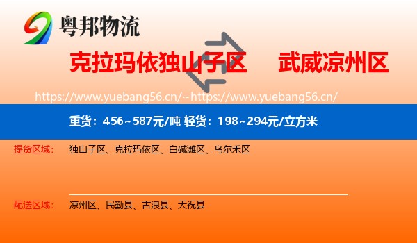 克拉玛依独山子区到凉州区物流