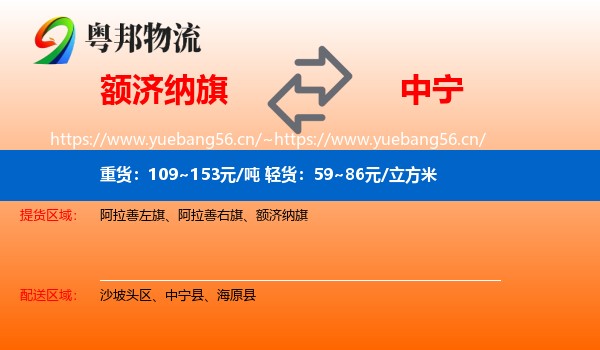额济纳旗到中宁县物流