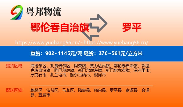 鄂伦春自治旗到罗平县物流