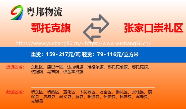 鄂托克旗到崇礼区物流