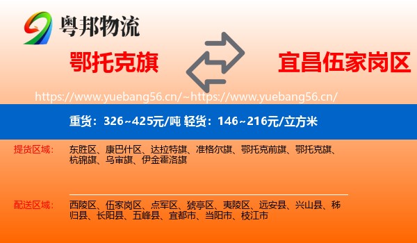 鄂托克旗到伍家岗区物流