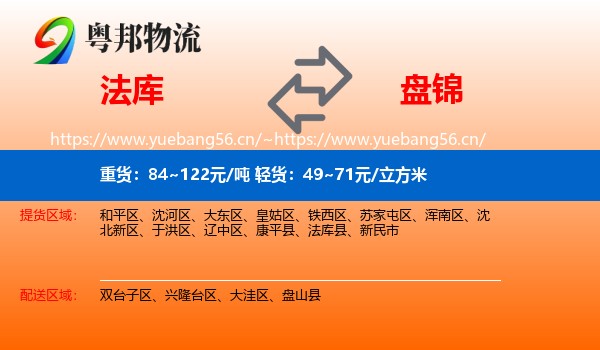 法库县到盘锦物流专线