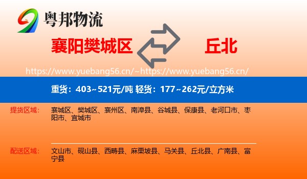 襄阳樊城区到丘北县物流