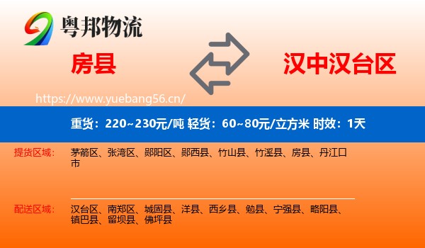 房县到汉台区物流专线名片