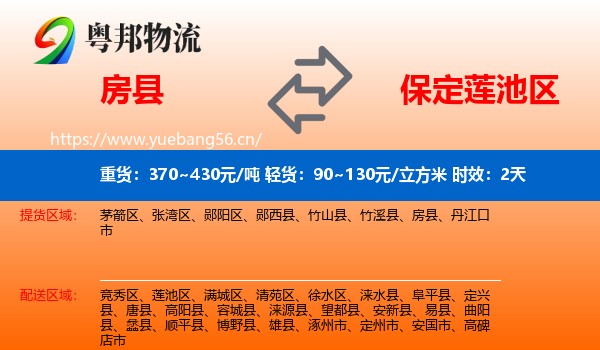 房县到莲池区物流专线名片