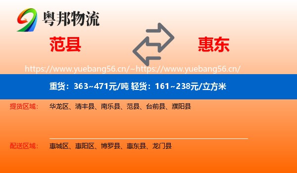 范县到惠东县物流