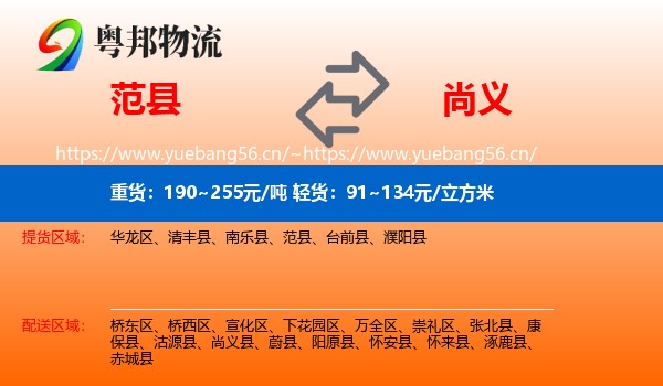 范县到尚义县物流