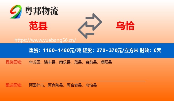 范县到乌恰县物流专线名片