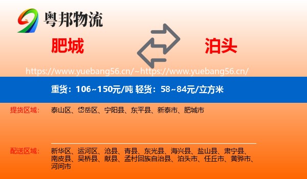 肥城到泊头市物流