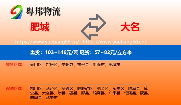 肥城到大名县物流
