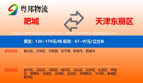 肥城到东丽区物流