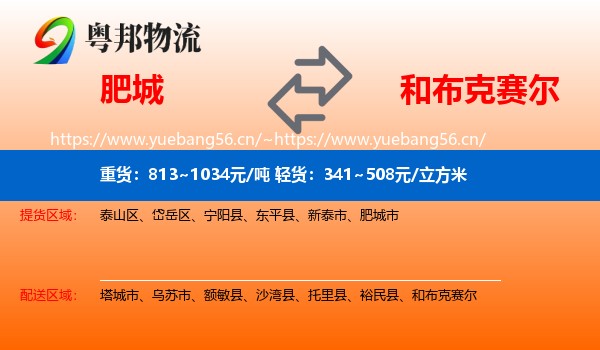 肥城到和布克赛尔物流
