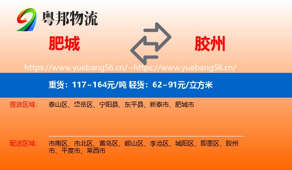 肥城到胶州市物流