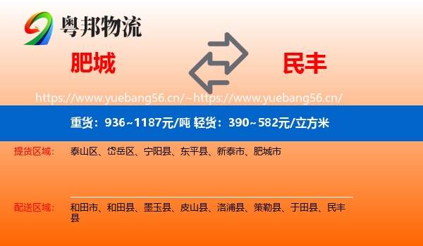 肥城到民丰县物流