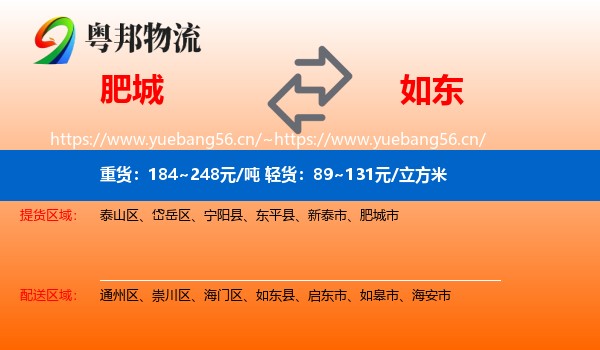 肥城到如东县物流