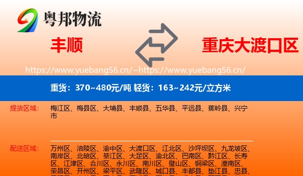 丰顺到大渡口区物流