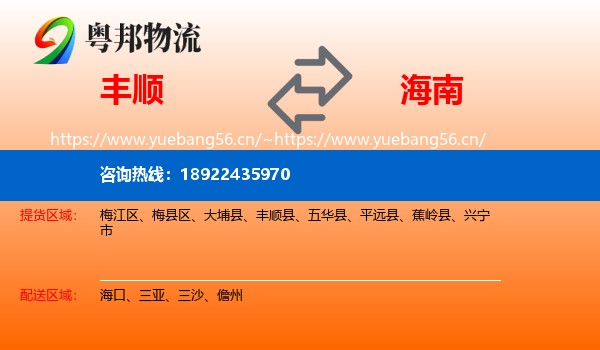 丰顺到海南物流