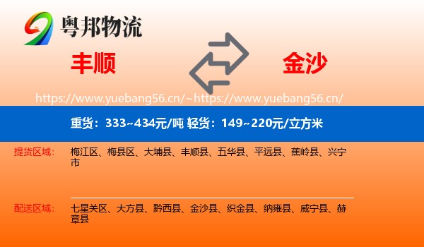丰顺到金沙县物流