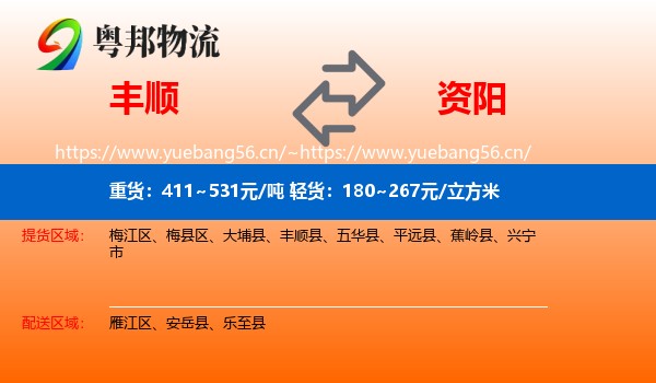 丰顺到资阳物流