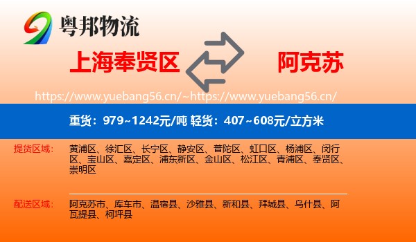 上海奉贤区到阿克苏物流