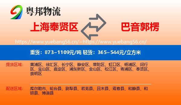 上海奉贤区到巴音郭楞物流