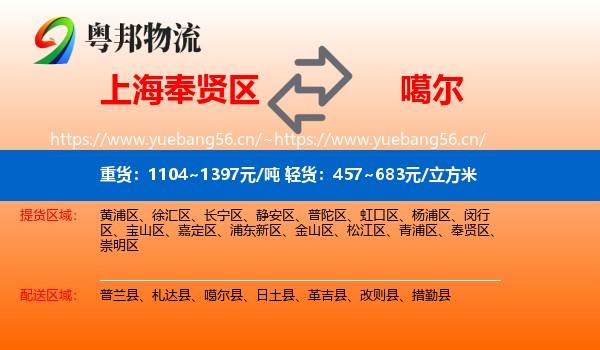 上海奉贤区到噶尔县物流