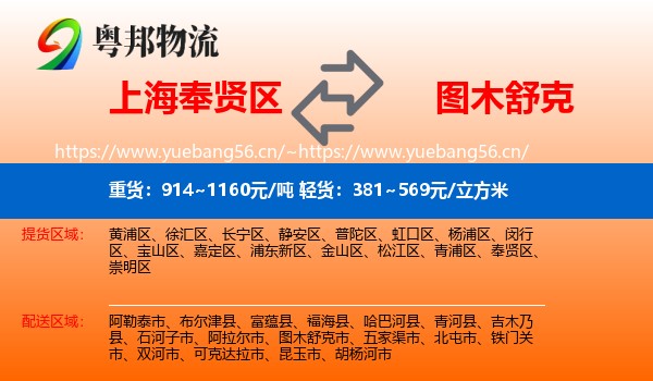 上海奉贤区到图木舒克市物流