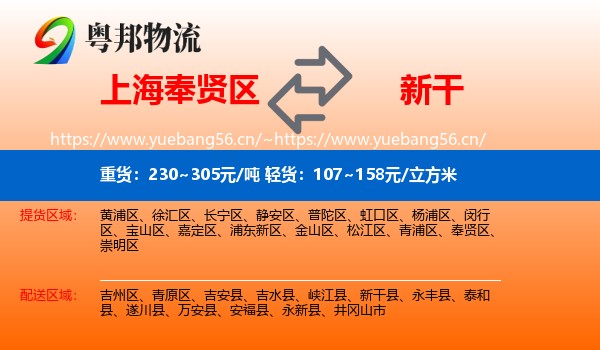 上海奉贤区到新干县物流