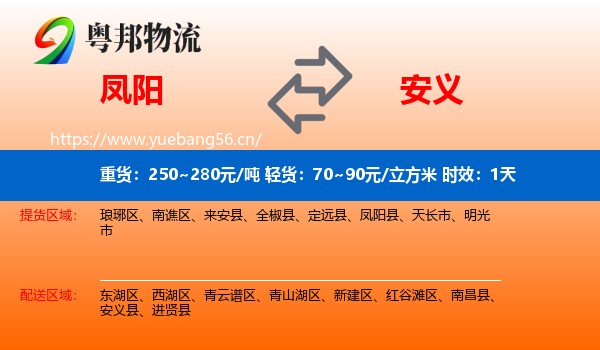 凤阳到安义县物流专线名片