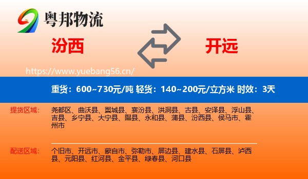 汾西到开远市物流专线名片