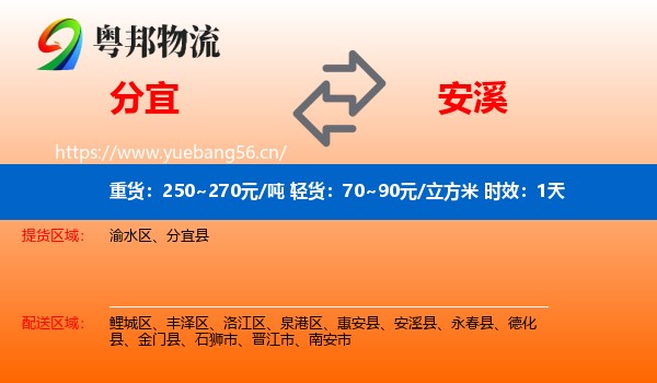 分宜到安溪县物流专线名片