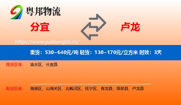 分宜到卢龙县物流专线名片