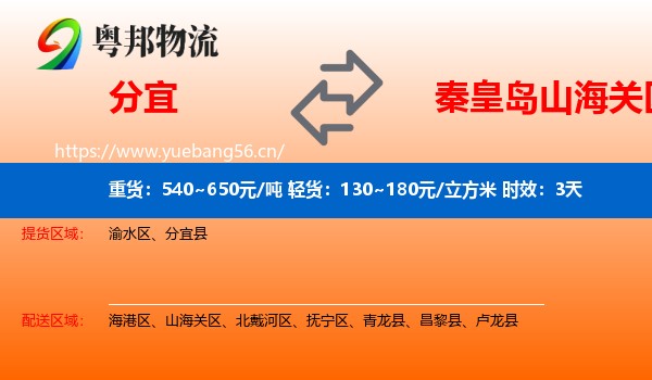 分宜到山海关区物流 分宜到山海关区物流专线名片