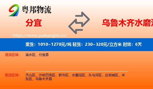分宜到水磨沟区物流专线名片