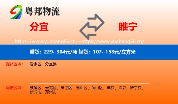分宜到睢宁县物流