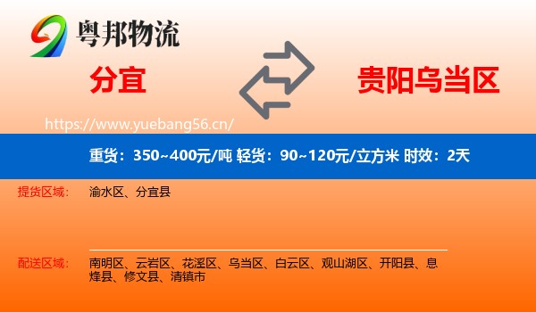 分宜到乌当区物流 分宜到乌当区物流专线名片