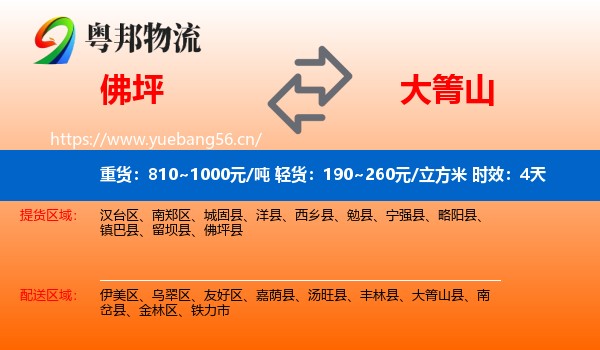佛坪到大箐山县物流专线名片