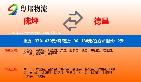 佛坪到德昌县物流专线名片