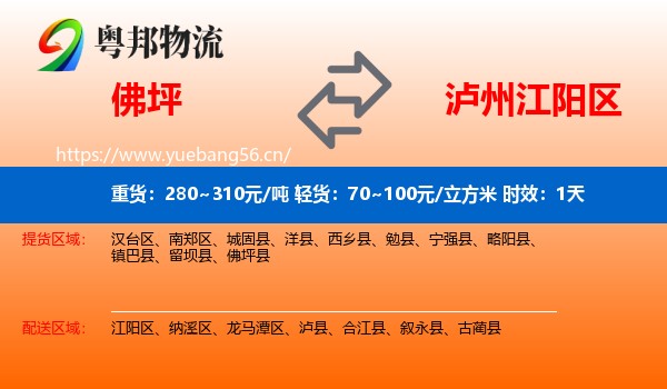 佛坪到江阳区物流专线名片