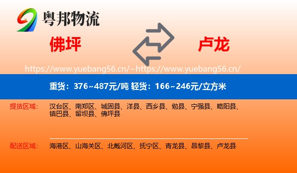佛坪县到卢龙县物流专线