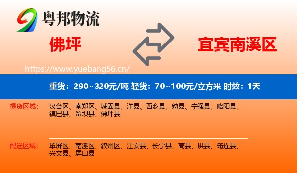 佛坪到南溪区物流专线名片