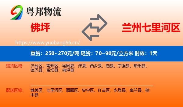 佛坪到七里河区物流专线名片